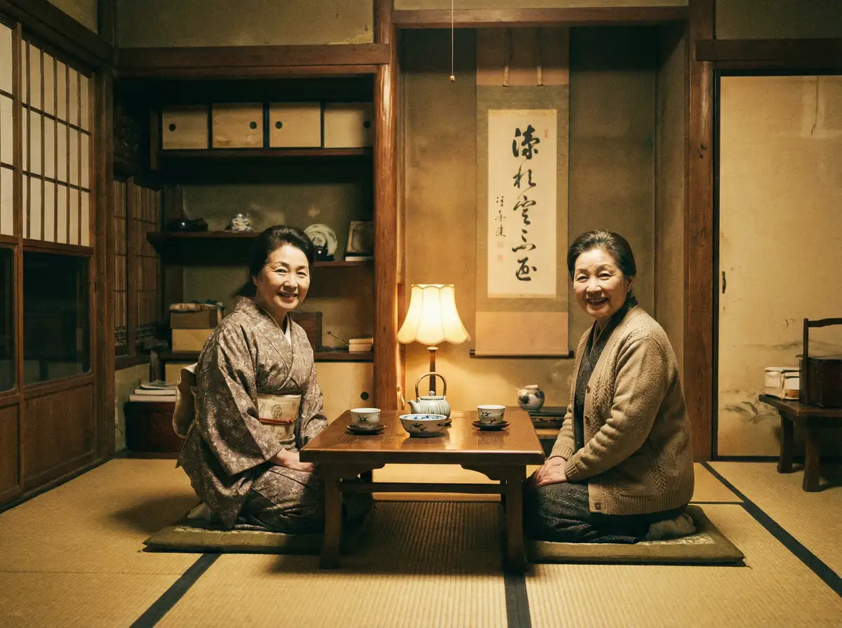 两位优雅的 佐山爱 - 高清精选，热门内容持续更新 在日式茶室中品茶交谈